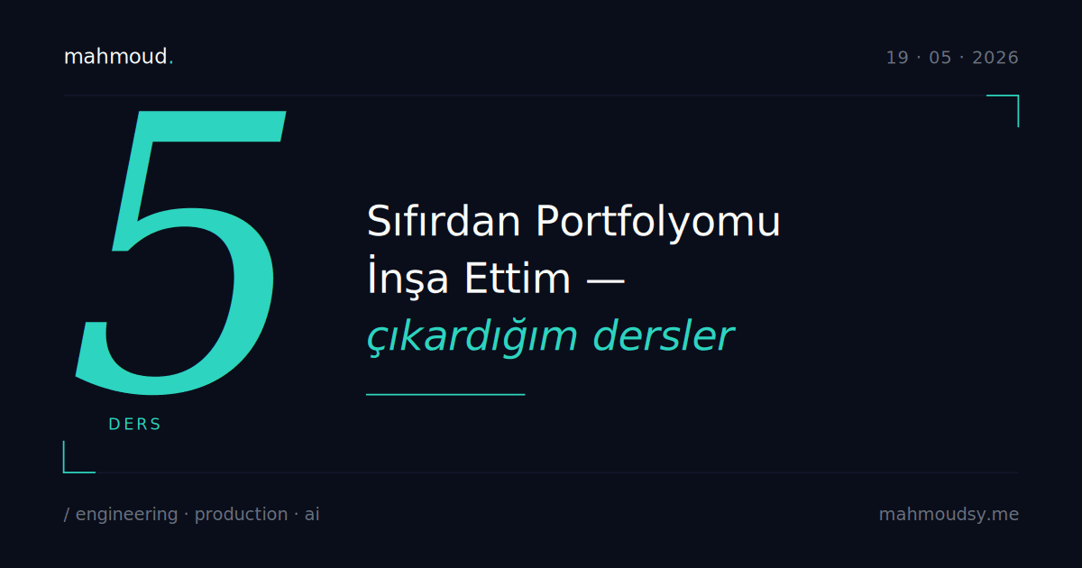 Kendi Mühendis Portfolyomu Sıfırdan İnşa Ettim — Çıkardığım 5 Ders